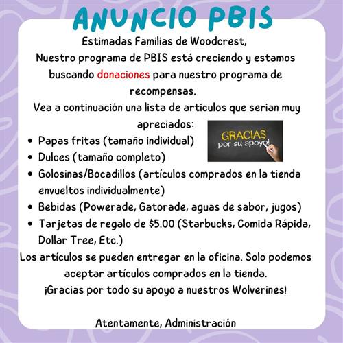 PBIS Donations Spanish
